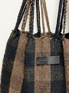 メキシコ製・手織りのハンモックバッグ(L)CHECK / BRN BLK