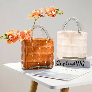 【定番商品】INSスタイル クリア花瓶 水槽 家の置物 ハンドバッグ花瓶 リビングフラワー 水耕栽培器 花瓶