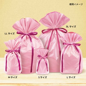 フロストリボン付ギフトバッグ40枚入　ピンク【プレゼント用/人気/ラッピング袋マチ付き】