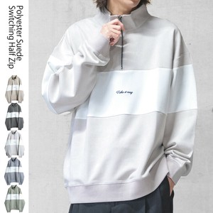 【SPECIAL PRICE】カットスエード / シルクタッチダンボールニット 切替 ハーフジップ