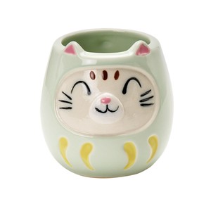 ≪メーカー取寄≫福ねこマグカップ　緑 [日本製 美濃焼 食器]　箱入り