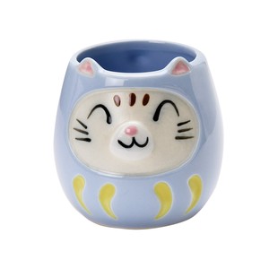 ≪メーカー取寄≫福ねこマグカップ　紫 [日本製 美濃焼 食器]　箱入り