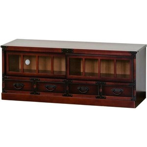 クロシオ(Kuroshio)   民芸調 ローボード 幅100cm 完成品 和箪笥 ブラウン タンス