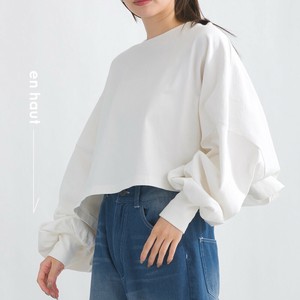 T-shirt Plainstitch Voluminous Sleeve Cropped T-Shirt Cut-and-sew [S/S NEW]