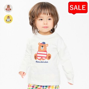 くまプリント長袖Tシャツ・ロンT M14801 本体綿100％ アップリケ プレッピースタイル シンプル