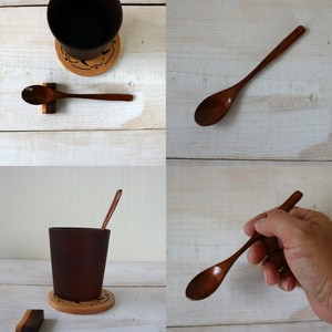 ☆ちょいと長めで細い【特価品・木製】ちょい細長スプーン　スリ　茶