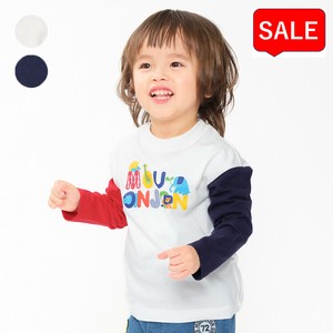 動物ロゴプリント長袖Tシャツ・ロンT M14803 本体綿100％ カラフル アップリケ アニマル 配色or単色