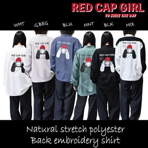 RED CAP GIRL Button Shirt Polyester Loose Size