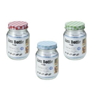 フタ付ガラス瓶（チェック）450mL 3色アソート  2206-255