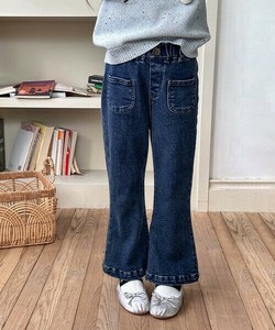 【aimoha-KIDS-】フレアデニムパンツ 女の子 デニム 子供 キッズ フレアパンツ ウエストゴム