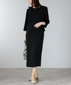 Skirt Suit Collarless jacket black Formal 2-pcs