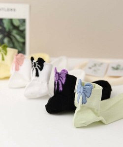 【mosox】リボンデザインソックス レディース 靴下 5足セット リボン
