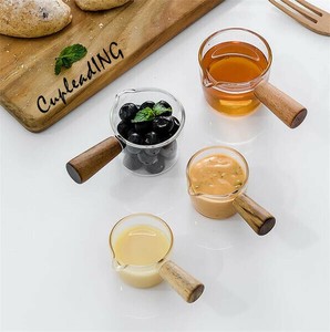 【2024新作】INSスタイル スモールミルクカップ 2点セット コーヒー ミニ オンスカップ 木製ハンドル