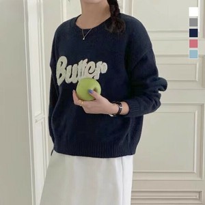 ニット《ラウンドネックロゴニットトップス 全5色》