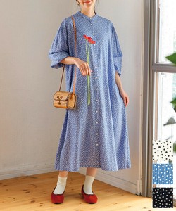 ランダムドットプリントサッカーシャツワンピース 25S041