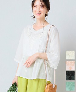 Button Shirt/Blouse Flower Cotton