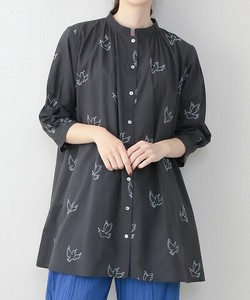 バード刺繍コットンロングシャツ 25S071