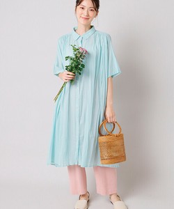 Casual Dress Pintucked Crinkle Shirt Dress
