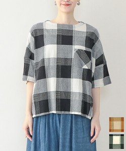 Sashiko Button Shirt/Blouse Check Cotton