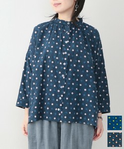 Button Shirt/Blouse Shirtwaist Block Print