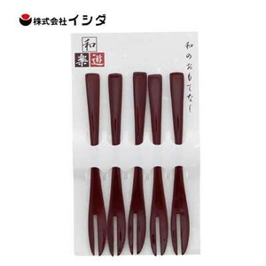 和菓子フォーク 5本組 天然木 イシダ