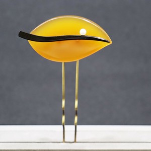 髪飾り 花月かんざし 葉に露 卵甲 金古美 (1171-1054-010)