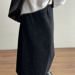 u26194 レディース ボトムス ニットスカート ロング 星柄 ハイウエスト 2024冬新作 Aライン