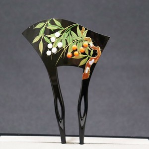 【かんざし】蒔絵 南天　黒  (1171-1227-010)