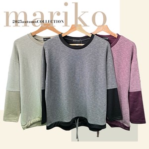 <2025秋物新作>アンサンブル風切替デザイン長袖Tシャツ　2025秋物人気　真里子の詩