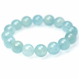 Gemstone Bracelet Aquamarine/Coral Natural Stone 14mm