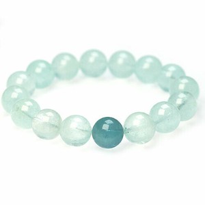Gemstone Bracelet Aquamarine/Coral Natural Stone 13mm