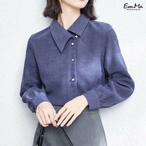 アシメ襟起毛シャツ カシュクール風  長袖 上品 襟付き フェミニン 春 秋  【2025新作】