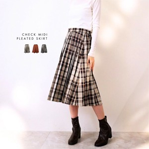 Skirt Yarn-dyed Checked Pattern Pleated skirt