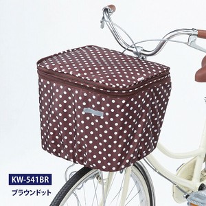 【雨具】【カバー】【自転車用品】2段式前カゴカバー 紐留め式　ブラウンドット KW-541BR