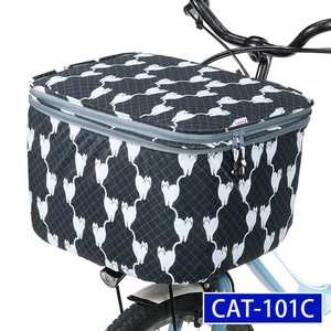 【雨具】【カバー】【自転車用品】2段式前カゴカバー(ネコ柄シリーズ)　ホワイトキャット CAT-101C