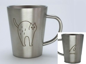 necotto(ねこっと）　マグ　びっくり【ステンレス2層マグ】（猫　マグカップ）