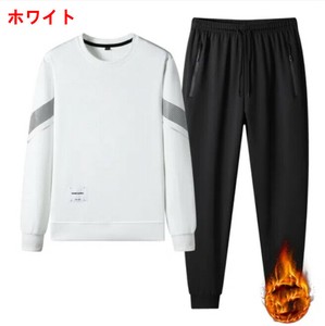 カジュアルスーツ 2点セット 長袖  ラウンドネック 裹起毛 冬 快適 メンズ ファッション ABQ553