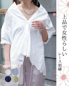 刺繍切替カラールーズシャツ（インド綿.インドコットン.コットン100%,綿100%）