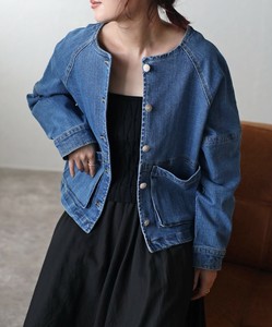 ラグランノーカラーデニムジャケット