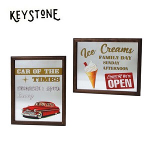 キーストーン【KEY STONE】パブミラー CAR OF THE TIMES / ICE CREAMS 鏡 インテリア 壁掛け レトロ