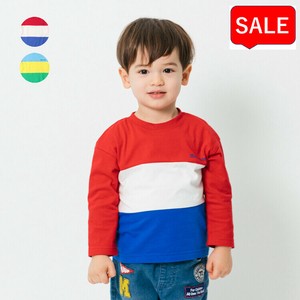 3段切替長袖Tシャツ・ロンT M14802 本体綿100％ ロゴプリント トリコロールカラー 爽やかな配色