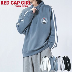 RED CAP GIRL Sweatshirt Cardboard knit Half Zipper Silk Touch