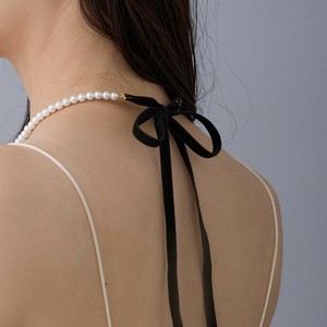 Plain Gold Chain Pearl Necklace Ladies fashion Jewelry Formal Velour Made in Japan