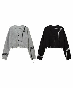 【HOOK】for girls クレイジーステッチショート丈ニットカーディガン レディース カーディガン ニット