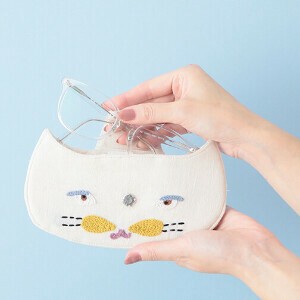 ネコ刺繍 カードケース/メガネケース(2カラー) H25S224,226