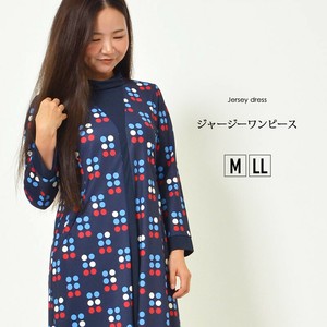 Casual Dress Geometric Pattern I-line High-Neck Spring