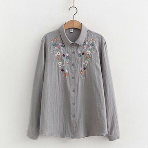 ダブルガーゼ・キレイな刺繍入りコットンシャツ「新作」