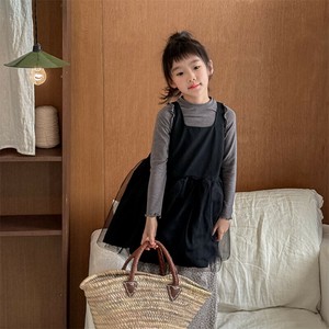 韓国スタイル 6サイズ ワンピース 無地 フリル