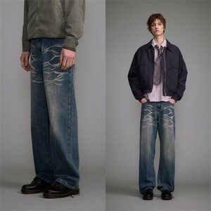 P20112 デニム ジーンズ 2025春夏新作 ボトムス メンズ ズボン 男女通用 ストレートパンツ