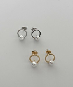 【サージカルステンレス 316L】サークルリング パール ピアス   金属アレルギー対応